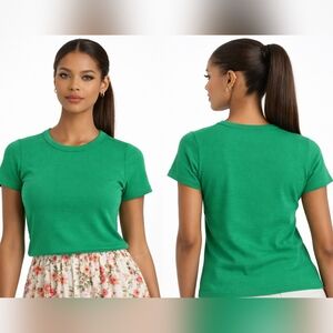 New The Blair Stretch Cotton Short-Sleeve Baby Tee by Maeve Anthropologie Ribbed